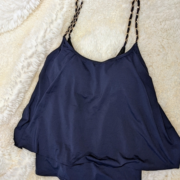 Michael Kors Layered Tankini Swim Top Safari Solids - Picture 3 of 5